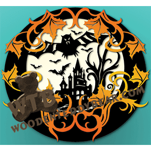 Halloween Plaque #3 | Fretwork Scroll Saw Pattern | Wooden Teddy Bear
