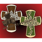 Cross with Church | Fretwork Scroll Saw Pattern | Wooden Teddy Bear