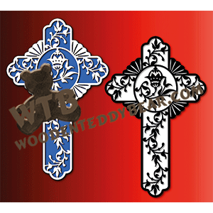 Decorative Cross #3 | Fretwork Scroll Saw Pattern | Wooden Teddy Bear