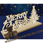 Finished example of Merry Christmas with Tree | A Fretwork Scroll Saw Pattern from The Wooden Teddy Bear