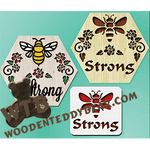 Finished example of Bee Strong Set | A Fretwork Scroll Saw Pattern from The Wooden Teddy Bear