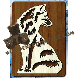 Finished example of Wolf | A Fretwork Scroll Saw Pattern from The Wooden Teddy Bear