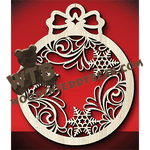 Finished example of Bauble Plaque #2 | A Fretwork Scroll Saw Pattern from The Wooden Teddy Bear