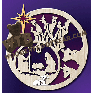 Finished example of Circle Nativity | A Fretwork Scroll Saw Pattern from The Wooden Teddy Bear