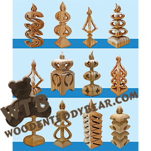 Finished example of Compound Cut Candles | A Fretwork Scroll Saw Pattern from The Wooden Teddy Bear