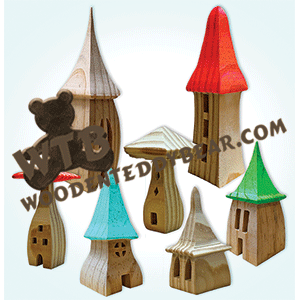 Finished example of Compound Cut Gnome Houses | A Fretwork Scroll Saw Pattern from The Wooden Teddy Bear
