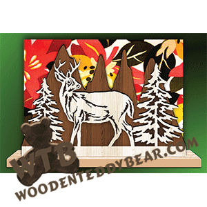 Finished example of Napkin Holder with Deer | A Fretwork Scroll Saw Pattern from The Wooden Teddy Bear