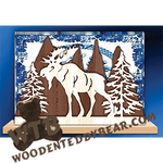 Finished example of Napkin Holder with Moose | A Fretwork Scroll Saw Pattern from The Wooden Teddy Bear