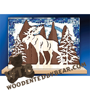 Finished example of Napkin Holder with Moose | A Fretwork Scroll Saw Pattern from The Wooden Teddy Bear