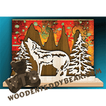 Finished example of Napkin Holder with Wolf | A Fretwork Scroll Saw Pattern from The Wooden Teddy Bear