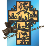 Finished example of Nativity Cross #2 | A Fretwork Scroll Saw Pattern from The Wooden Teddy Bear