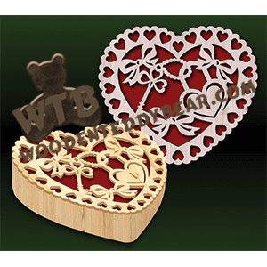 Finished example of Key to My Heart Box | A Fretwork Scroll Saw Pattern from The Wooden Teddy Bear