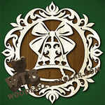 Finished example of Decorative Plaque with Bell | A Fretwork Scroll Saw Pattern from The Wooden Teddy Bear