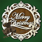 Finished example of Decorative Plaque with Merry Christmas | A Fretwork Scroll Saw Pattern from The Wooden Teddy Bear