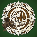 Finished example of Decorative Plaque with Mother & Child | A Fretwork Scroll Saw Pattern from The Wooden Teddy Bear