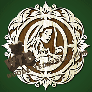 Finished example of Decorative Plaque with Mother & Child | A Fretwork Scroll Saw Pattern from The Wooden Teddy Bear