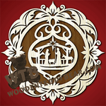 Finished example of Decorative Plaque with Nativity #3 | A Fretwork Scroll Saw Pattern from The Wooden Teddy Bear