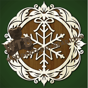 Finished example of Decorative Plaque with Snowflake | A Fretwork Scroll Saw Pattern from The Wooden Teddy Bear