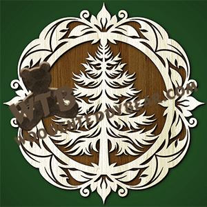 Finished example of Decorative Plaque with Tree | A Fretwork Scroll Saw Pattern from The Wooden Teddy Bear