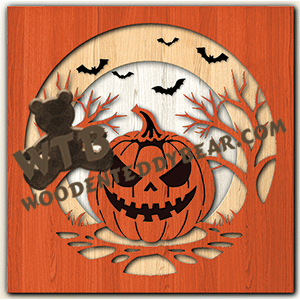 Finished example of Layered Halloween Set #3 | A Fretwork Scroll Saw Pattern from The Wooden Teddy Bear