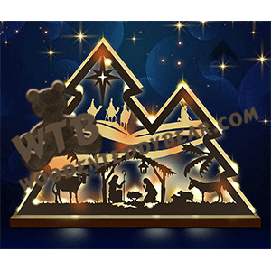 Finished example of Nativity Trees | A Fretwork Scroll Saw Pattern from The Wooden Teddy Bear