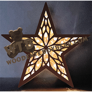 Finished example of Layered Star Scene #3 | A Fretwork Scroll Saw Pattern from The Wooden Teddy Bear