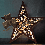 Finished example of Layered Star Scene #4 | A Fretwork Scroll Saw Pattern from The Wooden Teddy Bear