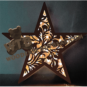 Finished example of Layered Star Scene #4 | A Fretwork Scroll Saw Pattern from The Wooden Teddy Bear