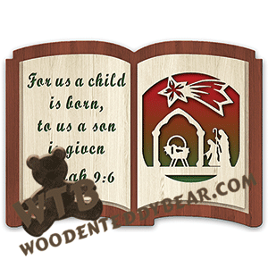 Finished example of Nativity Book | A Fretwork Scroll Saw Pattern from The Wooden Teddy Bear
