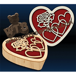 Finished example of Rose in Heart Box | A Fretwork Scroll Saw Pattern from The Wooden Teddy Bear