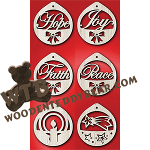 Finished example of Ornaments #14 | A Fretwork Scroll Saw Pattern from The Wooden Teddy Bear