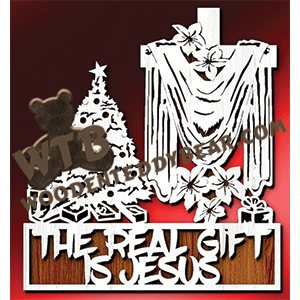 Finished example of The Real Gift | A Fretwork Scroll Saw Pattern from The Wooden Teddy Bear