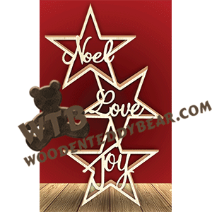Finished example of Three Stars | A Fretwork Scroll Saw Pattern from The Wooden Teddy Bear
