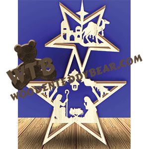 Finished example of Two Stars | A Fretwork Scroll Saw Pattern from The Wooden Teddy Bear