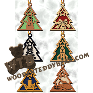 Finished example of Tree Ornaments #2 | A Fretwork Scroll Saw Pattern from The Wooden Teddy Bear