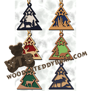 Finished example of Tree Ornaments #3 | A Fretwork Scroll Saw Pattern from The Wooden Teddy Bear