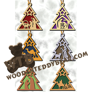 Finished example of Tree Ornaments #4 | A Fretwork Scroll Saw Pattern from The Wooden Teddy Bear