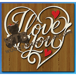 Finished example of I Love You #3 | A Fretwork Scroll Saw Pattern from The Wooden Teddy Bear