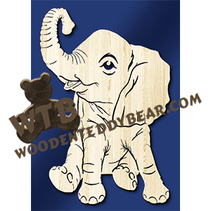 Finished example of Baby Elephant | A Fretwork Scroll Saw Pattern from The Wooden Teddy Bear