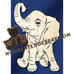 Finished example of Baby Elephant | A Fretwork Scroll Saw Pattern from The Wooden Teddy Bear