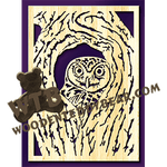 Finished example of Owl in a Tree Hollow | A Fretwork Scroll Saw Pattern from The Wooden Teddy Bear