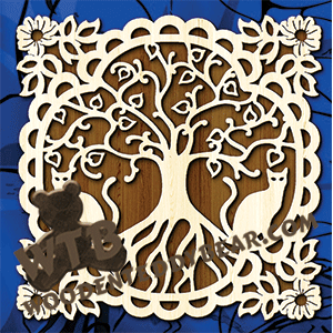 Lace Frame - Heart Tree & Cats