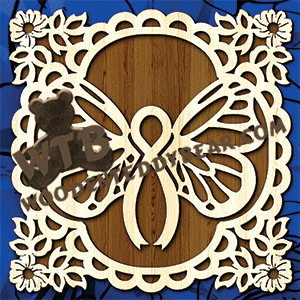 Lace Frame - Cancer Ribbon Butterfly