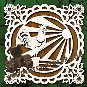 Lace Frame - Rooster at Sunrise