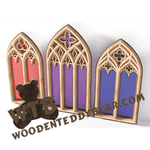 Gothic Windows Suncatchers / Ornaments | Fretwork Scroll Saw Pattern | Wooden Teddy Bear