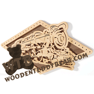 Steam Locomotive in Diamond Frame | Fretwork Scroll Saw Pattern | Wooden Teddy Bear