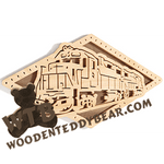 Diesel Locomotive in Diamond Frame | Fretwork Scroll Saw Pattern | Wooden Teddy Bear