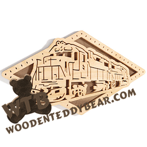 Diesel Locomotive in Diamond Frame | Fretwork Scroll Saw Pattern | Wooden Teddy Bear