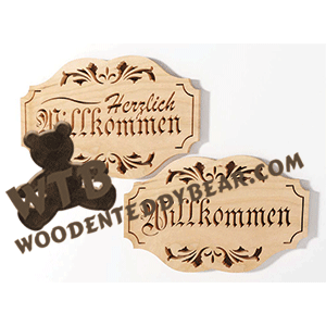 German Welcome Plaque | Fretwork Scroll Saw Pattern | Wooden Teddy Bear ...