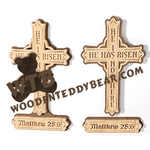 Matthew 28:6  "He Is Risen" Cross | Fretwork Scroll Saw Pattern | Wooden Teddy Bear